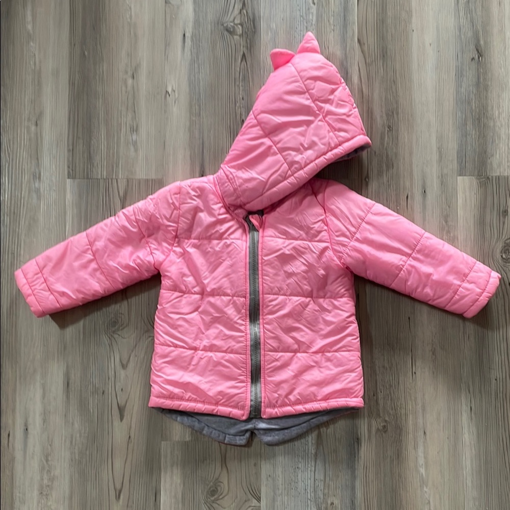 Pink Dino Quilted Hooded Jacket - Picture 2 of 2
